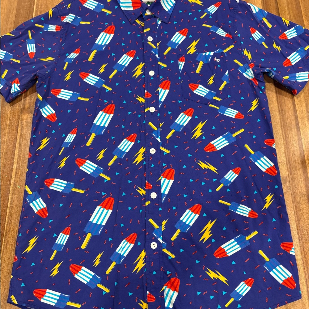 Tipsy Elves “Patriotic Pops / Grand Finale” Button-Up Shirt - Men’s Large